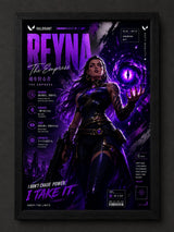 Valorant Reyna A5 Glass Frame | The Empress Gaming Wall Art | Reyna Poster | Black Frame