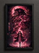 Nezuko Kamado A5 Glass Frame | Demon Slayer Anime Wall Art | Pink Anime Poster | Black Frame