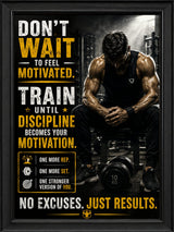 Gym Motivation A5 Photo Frame | Fitness & Workout Motivational Poster | Discipline & No Excuses Wall Decor
