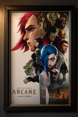 Arcane A5 Photo Frame | Jinx & Vi League of Legends Poster | Anime Series Wall Decor | Premium Black Frame