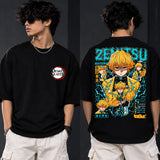 Zenitsu Agatsuma Oversized Anime Graphic T-Shirt – Black